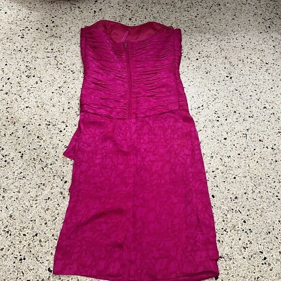 EUC vintage hot Barbie pink Lillie Rubin 100% silk cocktail dress 6 - Picture 6 of 9